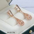 Luxus Damen Ohrringe 585RG Rose Gold Wassertropfen hohle Musterohrringe für Fra0