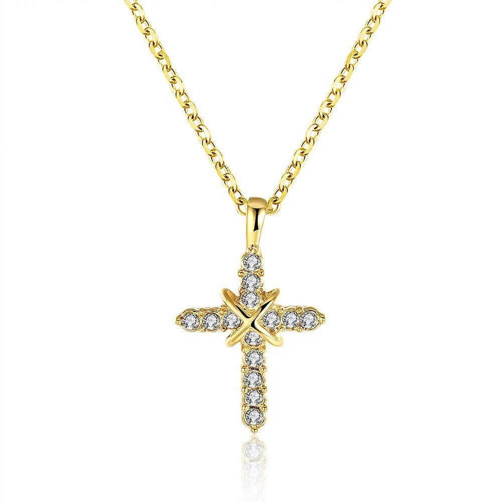 Damen Kette mit Kreuz Anhänger 18K vergoldet6