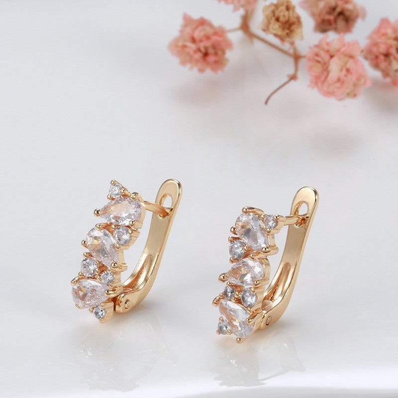 Damen Ohrringe 585 Roségold überzogen voller Zirkon Tropfen Luxus romantische5