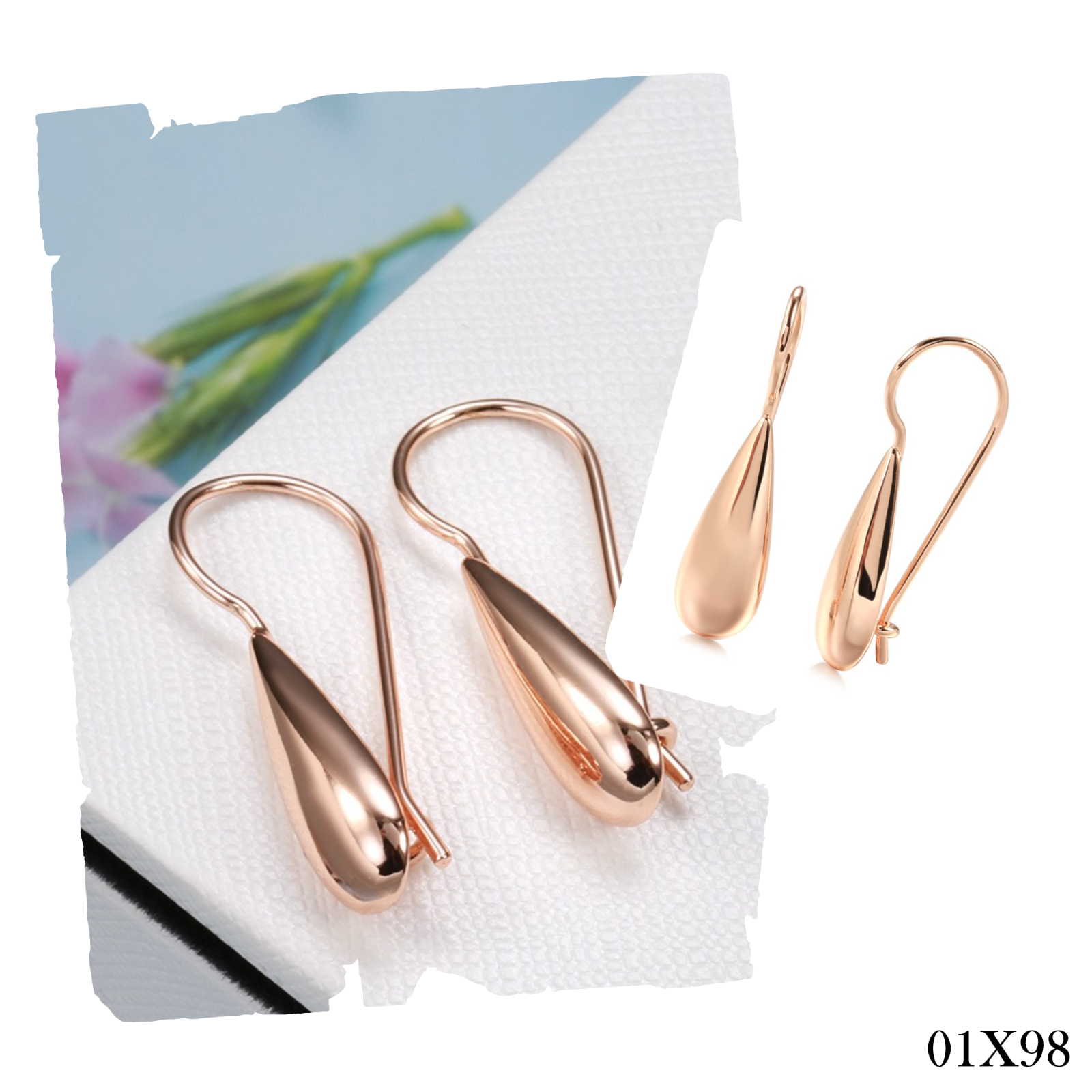 Luxus Damen Wassertropfen Ohrringe  Creolen  585 Roségold neu hochwertig Schmuck0