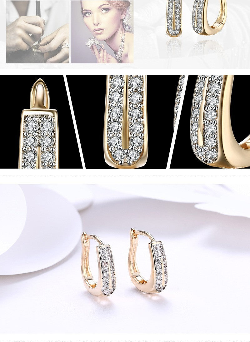 Damen Ohrringe Temperament Uförmige vergoldete Zirkonohrringe für Frauen1