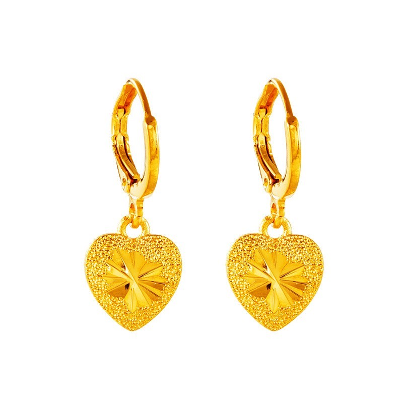 Damen Ohrringe Creole Herzform 24K Gold vergoldet, modische Ohrringe aus Sandgol7