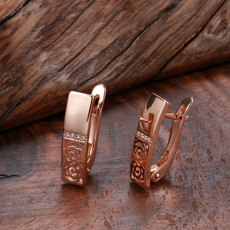 Luxus Ohrringe 585 Rolled Roségold überzogen mit CZ für Damen Geschenk1