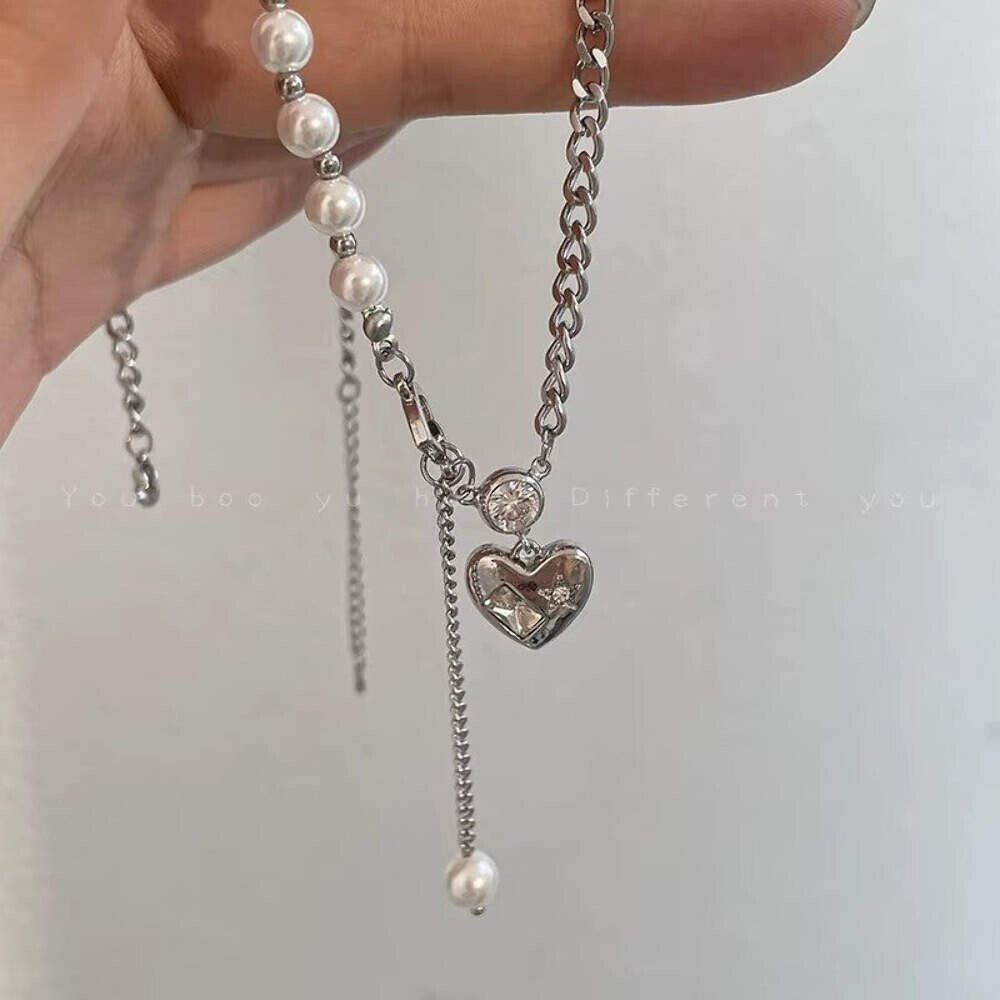 Mädchen Halskette Amor Bogen Kristall Perlen Choker Kette Schmuck Design5