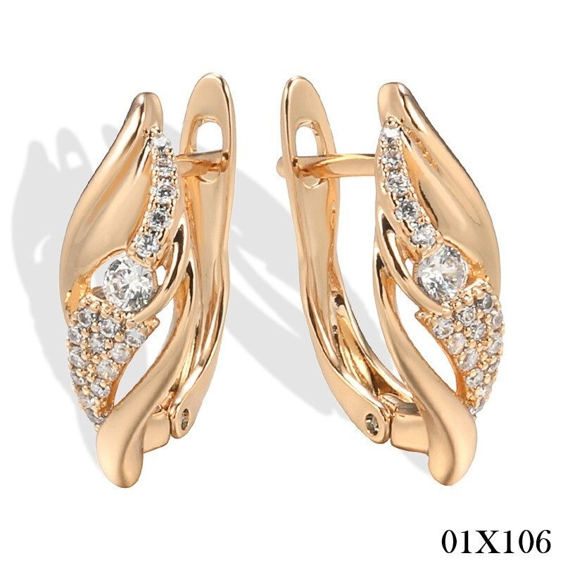 Luxus Damen Ohrringe 585 Rosé Gold überzogen Design Kristall für Damen Geschen0
