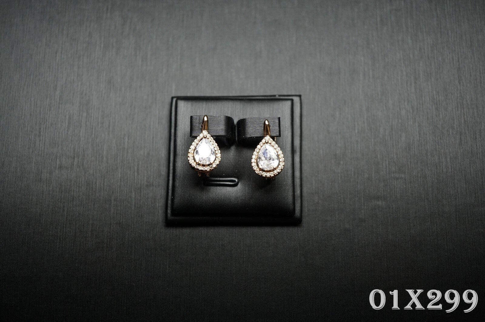 Damen Große Halo-Ohrringe tropfenförmigem Zirkon-Stein mit Roségold (vergoldet)18