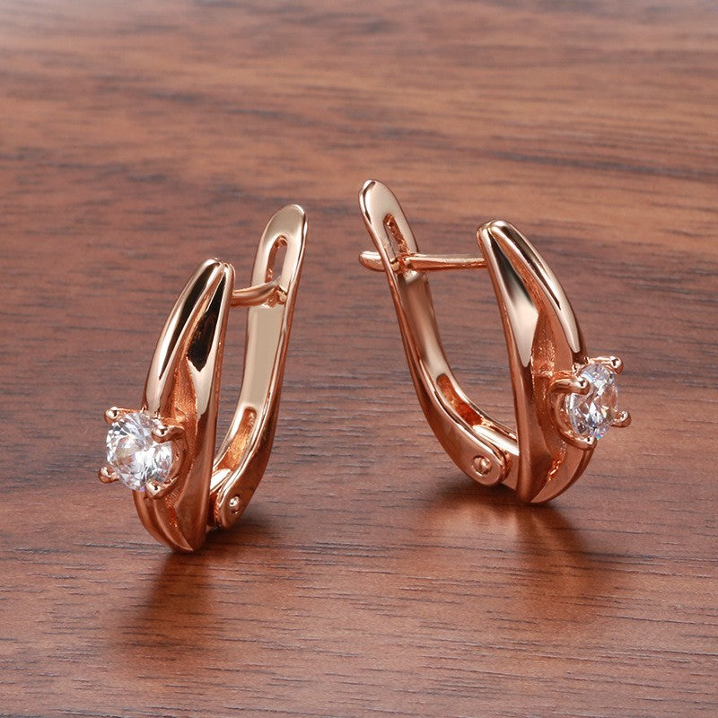 Luxus Ohrringe Creolen Zirkonia Kristall Rot 585 Rolled Roségold überzogen Damen4