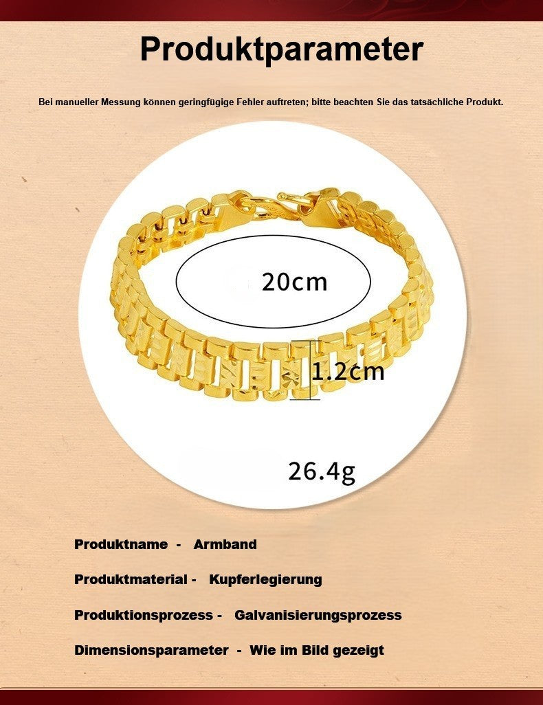 Luxus Armband Gold SandgoldArmband mit Tankkette, breite Ausführung für Damen u5