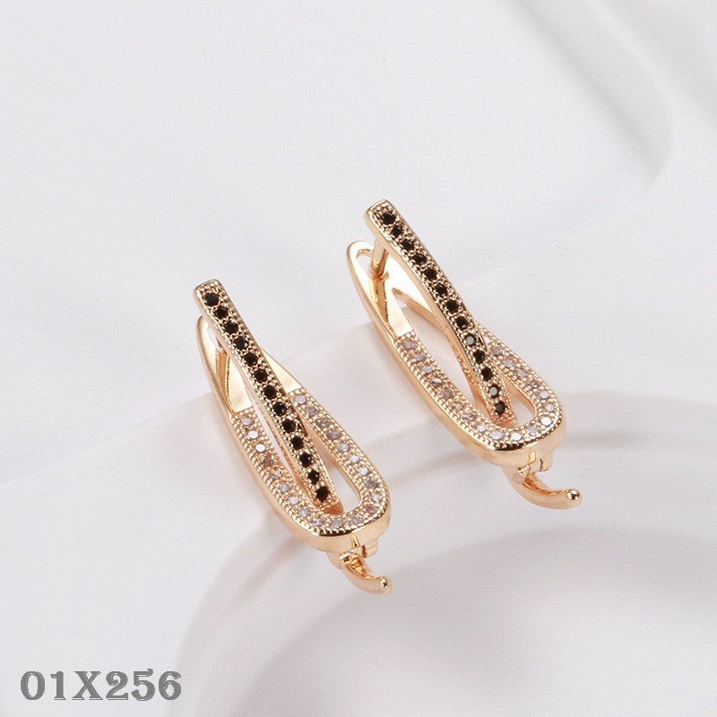 Luxus Damen Ohrringe 585RG Roségold ZweiTon Zirkon Ohrringe KreuzGrenze Schmuc0