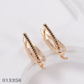Luxus Damen Ohrringe 585RG Roségold ZweiTon Zirkon Ohrringe KreuzGrenze Schmuc0