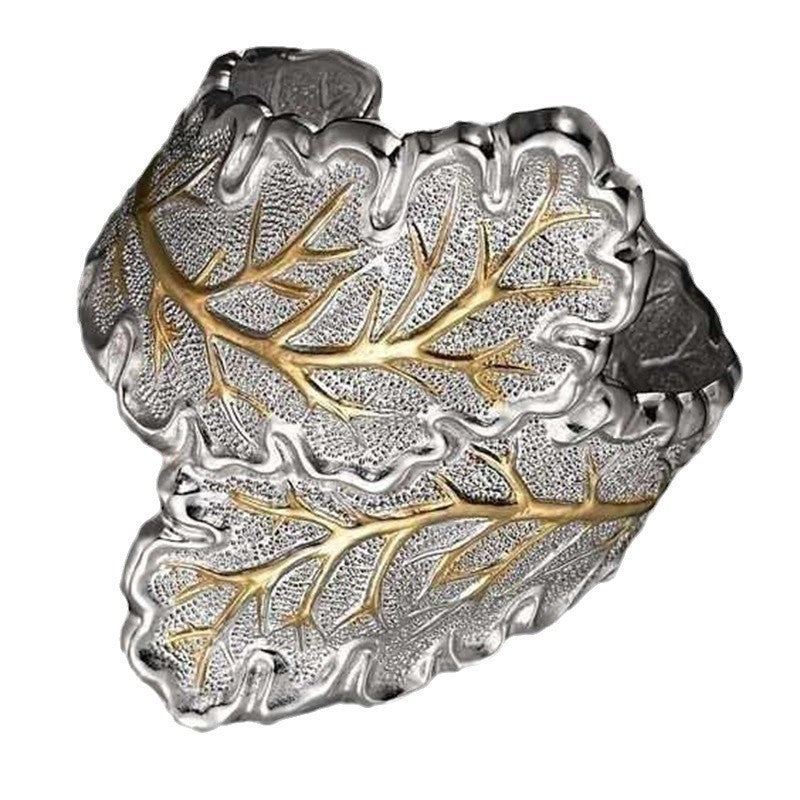 Damen Breiter Blatt Ring 925er versilber, GothicPunkBikerCocktailpartyStil7