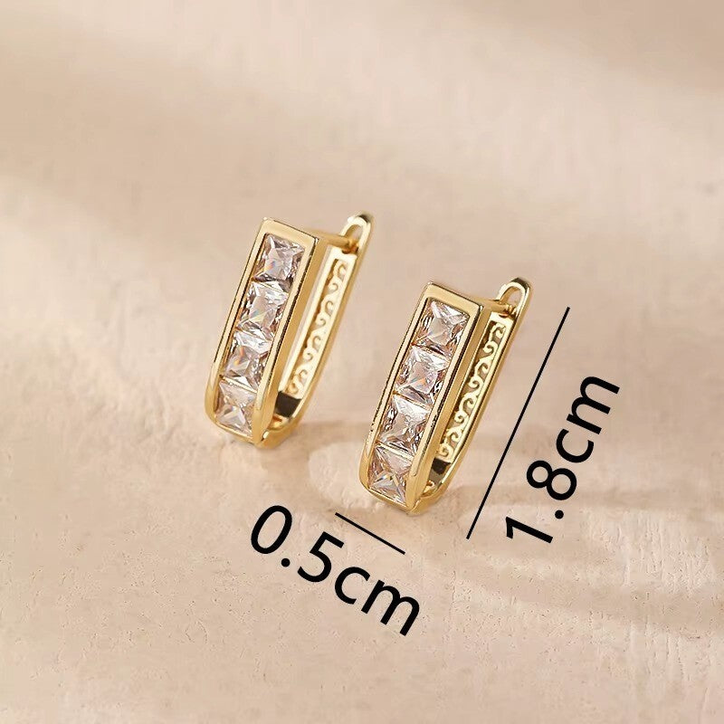 Luxus Damen Frauen Huggies Creolen Ohrringe Zirkonia 18K Gold vergoldet1