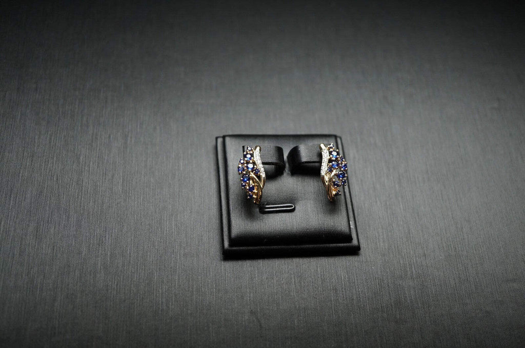 Damen Ohrringe blaue und weiße Blumen mit Zirkonia in Roségold (vergoldet)8