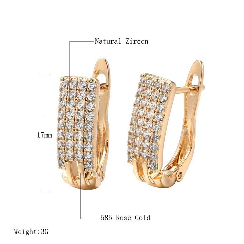 Luxus Ohrringe Creolen Micro Intarsien Zirkon Kristalle 585 Rolled Roségold über7