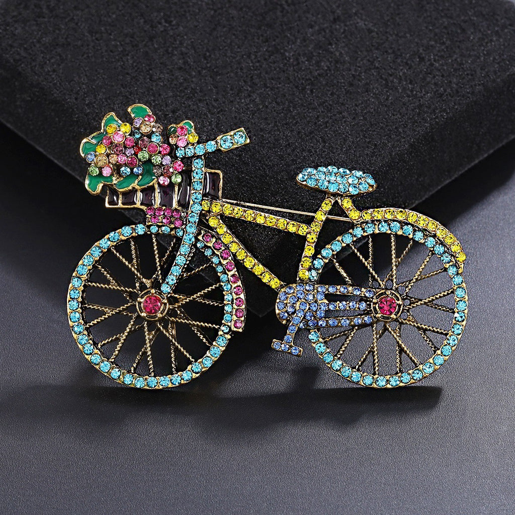 Damen Fahrrad Brosche Vintage Kristall Strass Anstecknadel Schmuck8