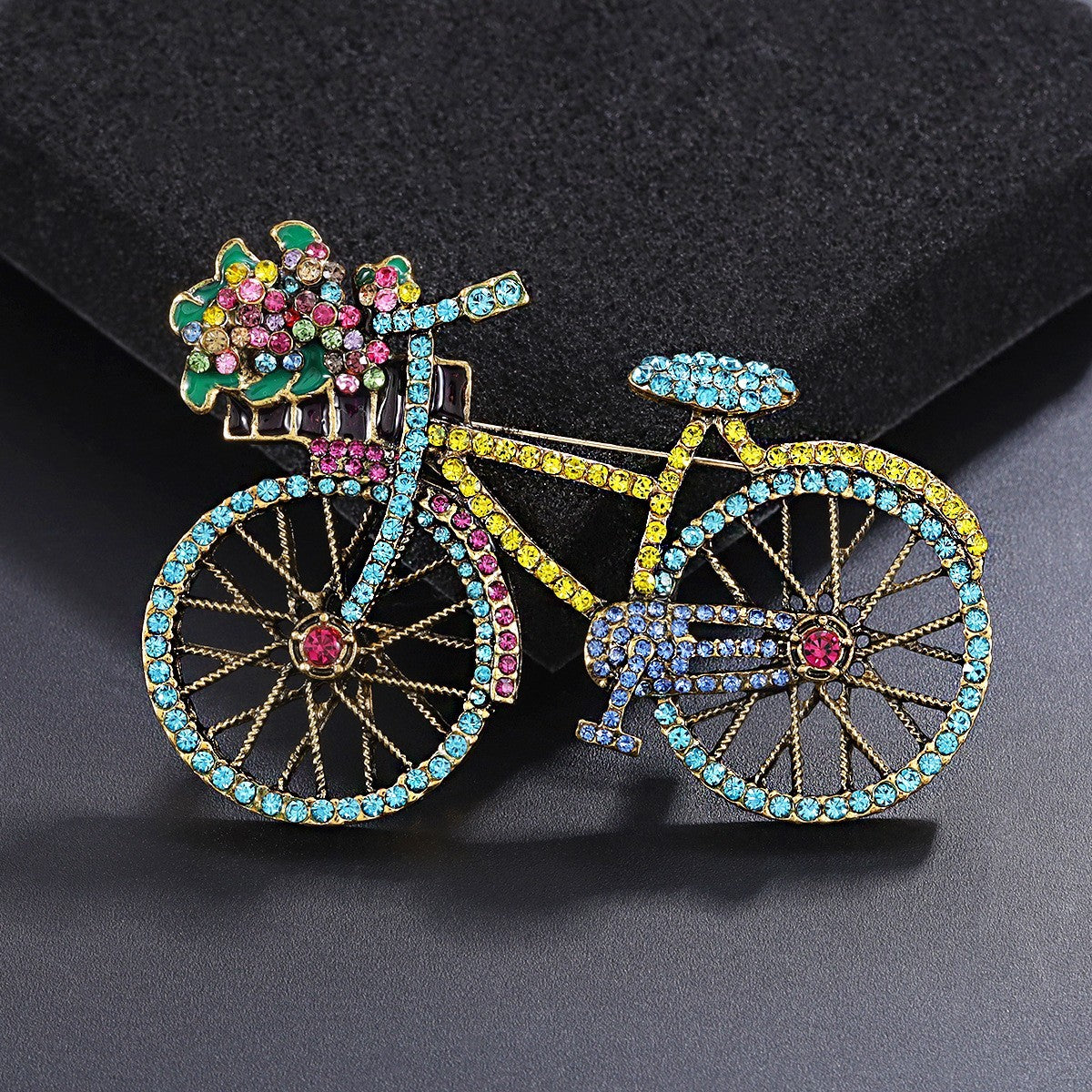 Damen Fahrrad Brosche Vintage Kristall Strass Anstecknadel Schmuck8