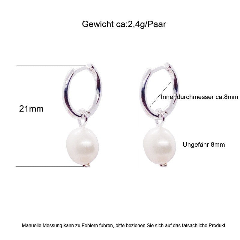 925S Silber Perle Ohrringe unregelmäßige Perle ohrringe kreuzgrenze heißer verk1