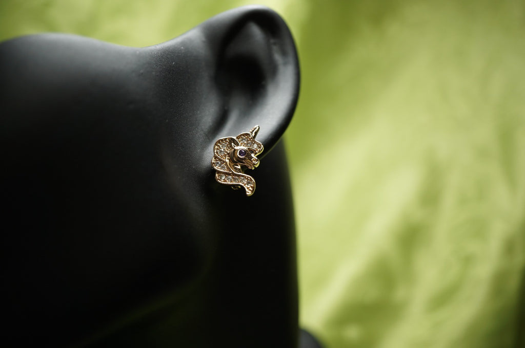 Ohrringe Einhorn Pferde Rose Gold vergoldet Zirkon Mädchen Kinder Damen Ohrhänge16