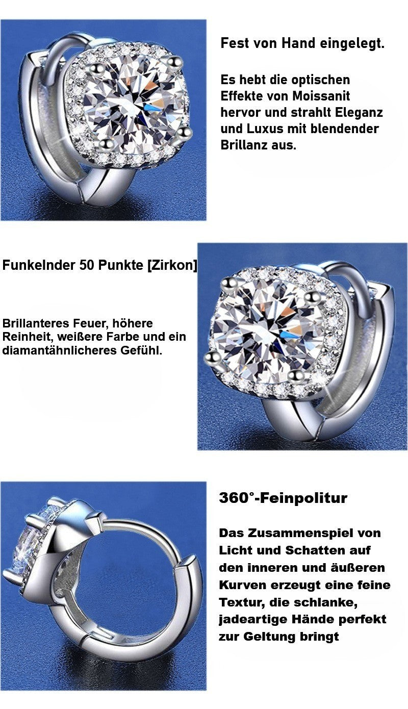 925S Silber Damen Ohrringe Creole 50 Punkte [Zirkon] Quadratische Ohrclips luxur2