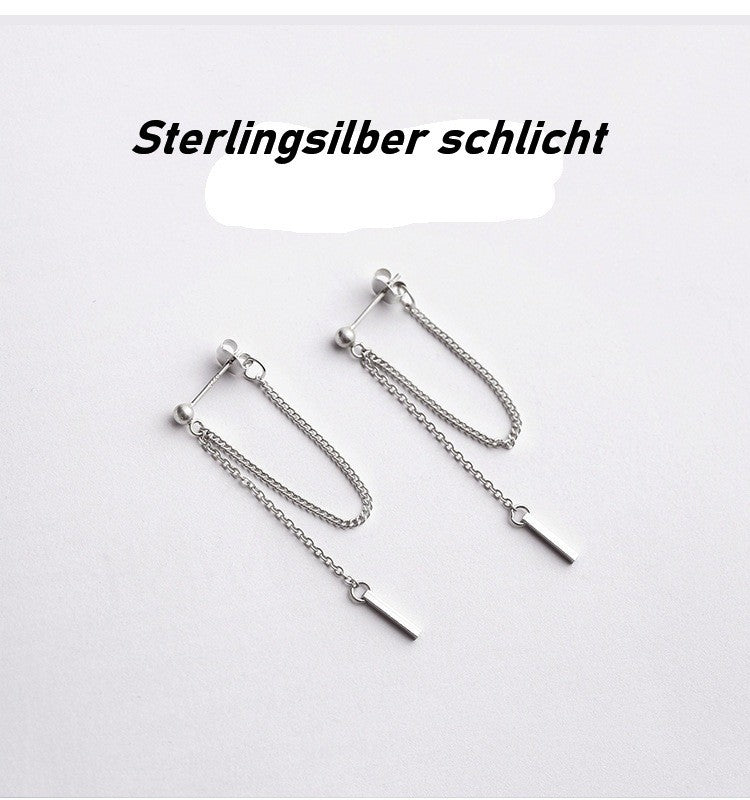 Ohrringe Ohrstecker aus 925er Sterlingsilber, schlichte Ohrstecker mit Quastenve1