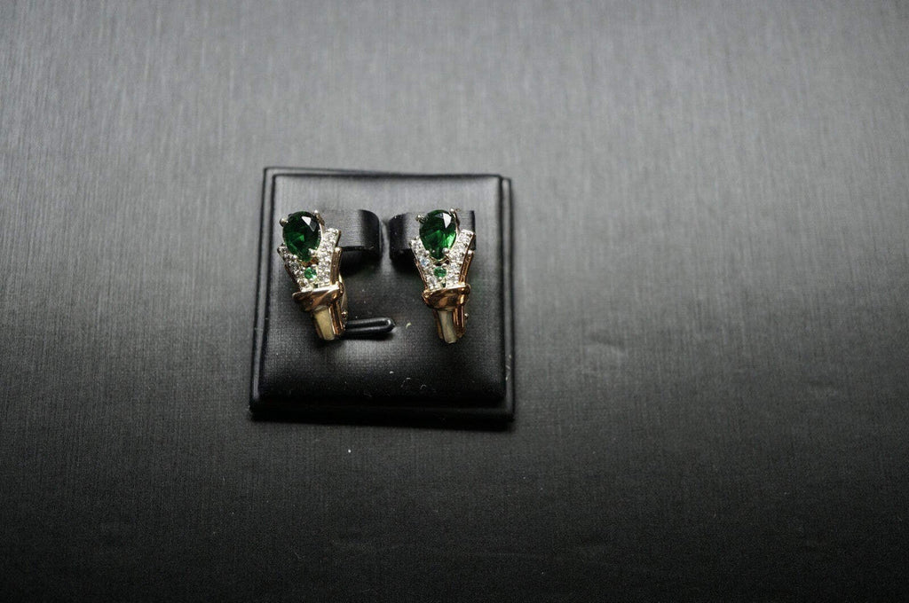 Damen Ohrringe mit Zirkonia in Smaragd-Roségold (vergoldet) mit Krappenfassung3