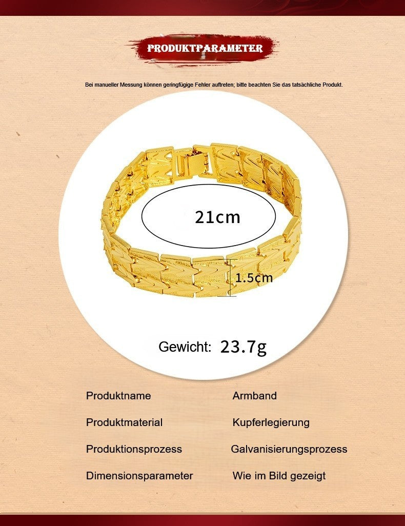 Damen Herren Armband Gold Panzerkettenarmband Vietnamesisches, vergoldetes 21cm2