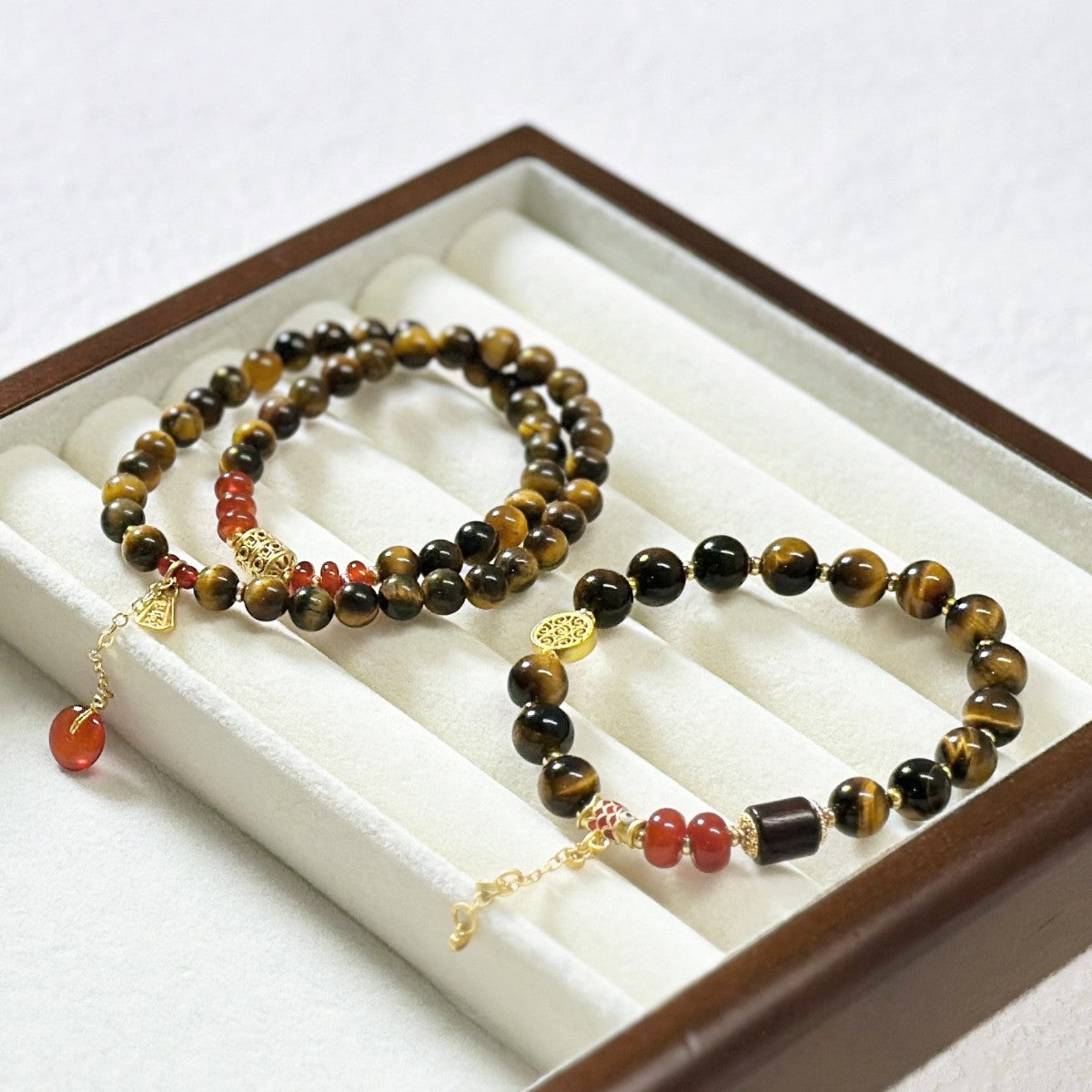 Armband Natürlichem Tigerauge 35cm, AchatGeschenkarmband, MaillardStil, Herbs1