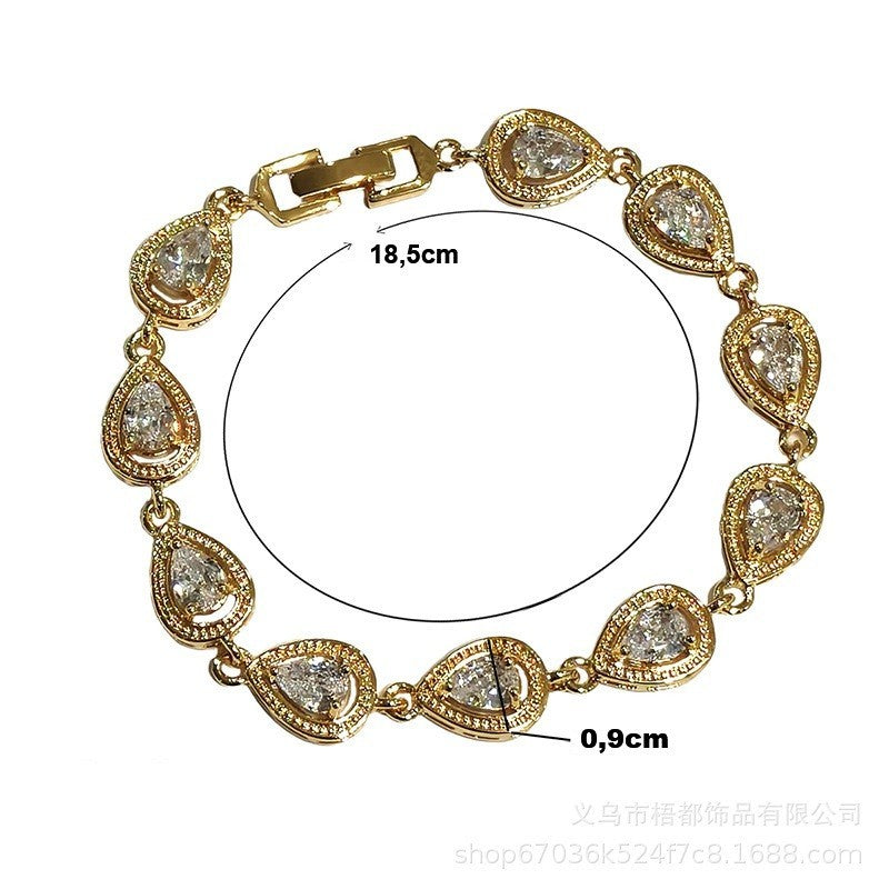Damen Armband Zirkon mit tropfenförmigem Verschluss, elegant und luxuriös, mit r2