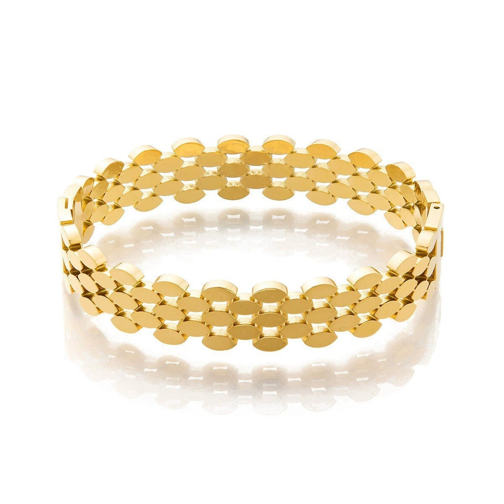 Damen Männer  Armband Titan stahl  mit  Wabenimitation plattiert  18 Karat Gold6