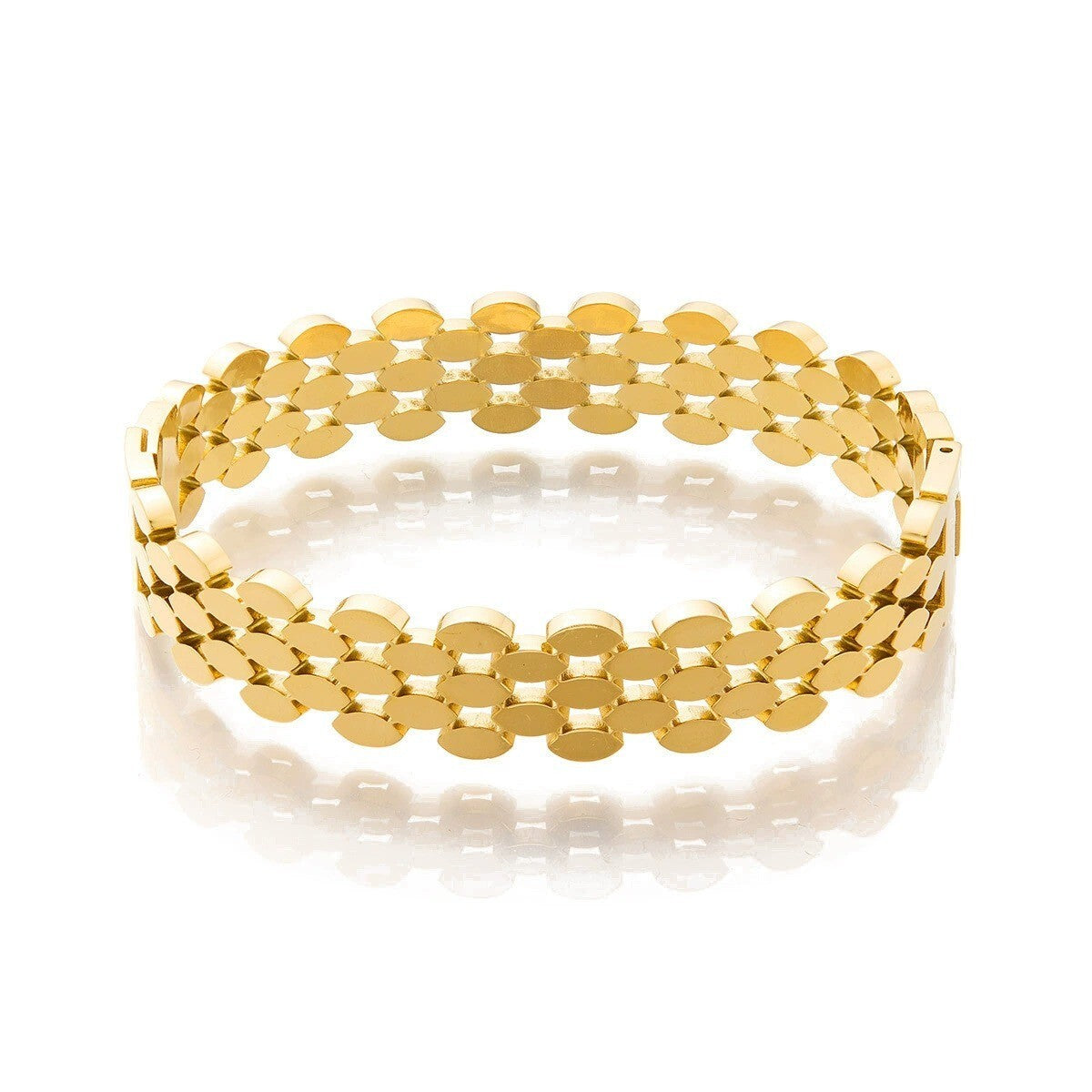Damen Männer  Armband Titan stahl  mit  Wabenimitation plattiert  18 Karat Gold6
