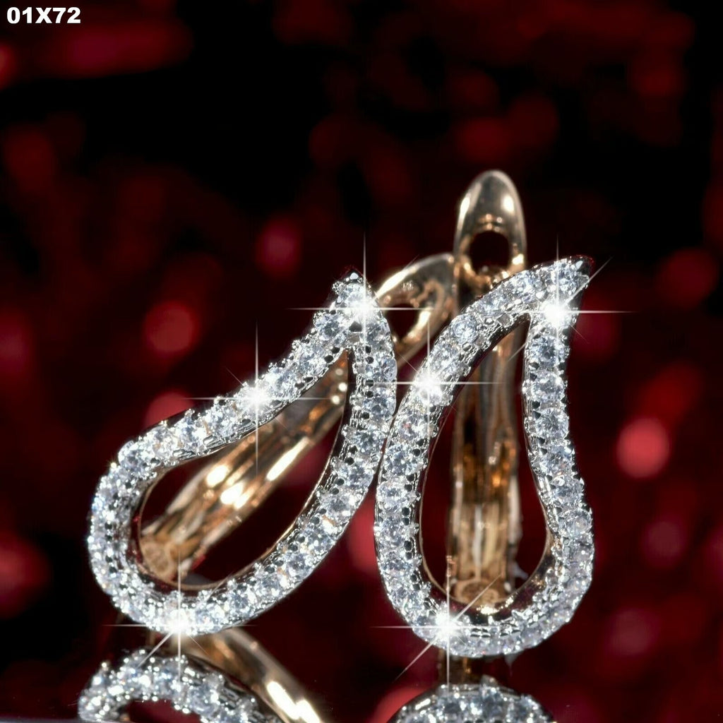 Luxus Ohrringe Creole ungewöhnliche blattförmige Hochzeitsschmuck Kristall Gold1