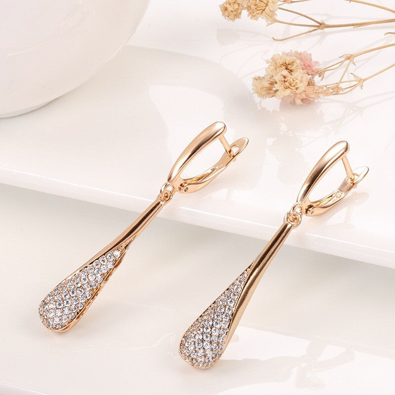 Luxus Damen Ohrringe 585 Roségold vergoldet Kristall Design Geschenk1