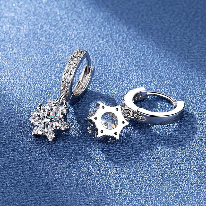 Luxus Ohrringe Creolen Damen AAA Zirkonia mit Weißgold Plated Hochzeit Schmuck5