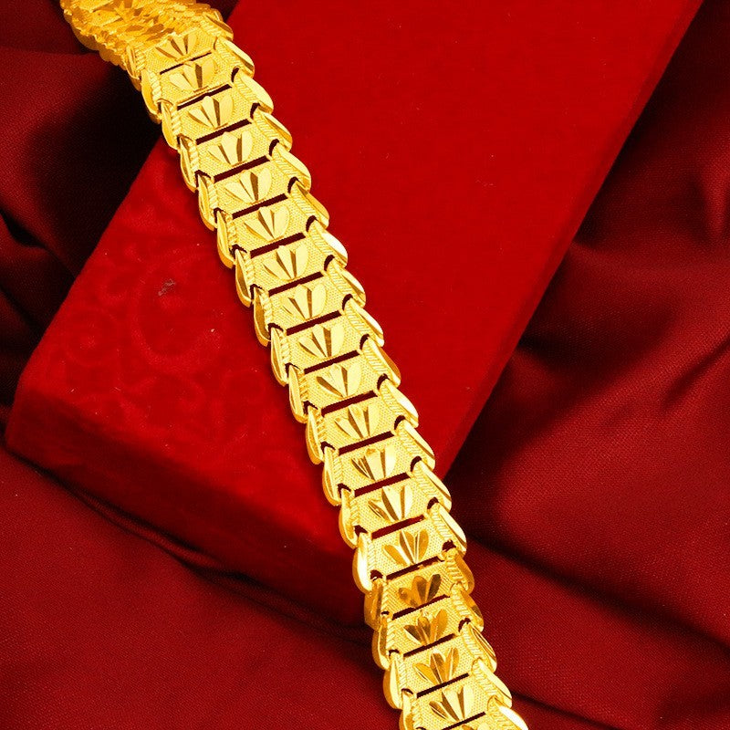 Vergoldetes Herren Armband mit Hühnerkrallenmuster modische Uhrenkette Gold 22cm8