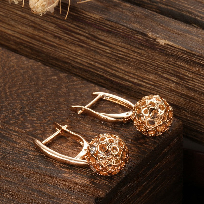 Damen Ohrringe Kugelohrringe 585RG Roségold, mit natürlichen Zirkonia1