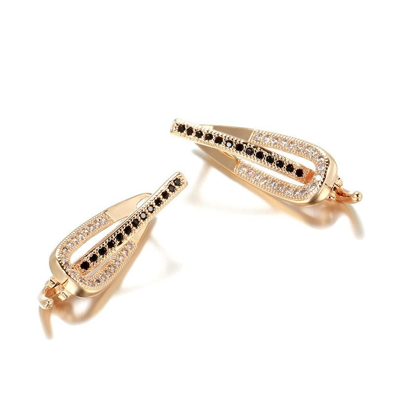 Luxus Damen Ohrringe 585RG Roségold ZweiTon Zirkon Ohrringe KreuzGrenze Schmuc10