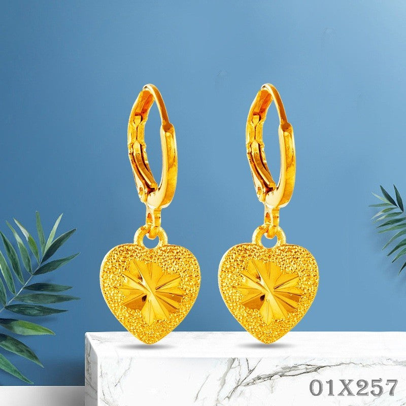 Damen Ohrringe Creole Herzform 24K Gold vergoldet, modische Ohrringe aus Sandgol3