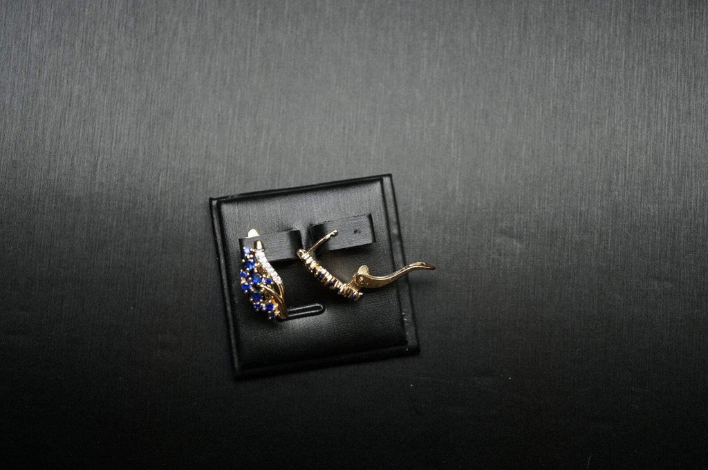 Damen Ohrringe blaue und weiße Blumen mit Zirkonia in Roségold (vergoldet)10
