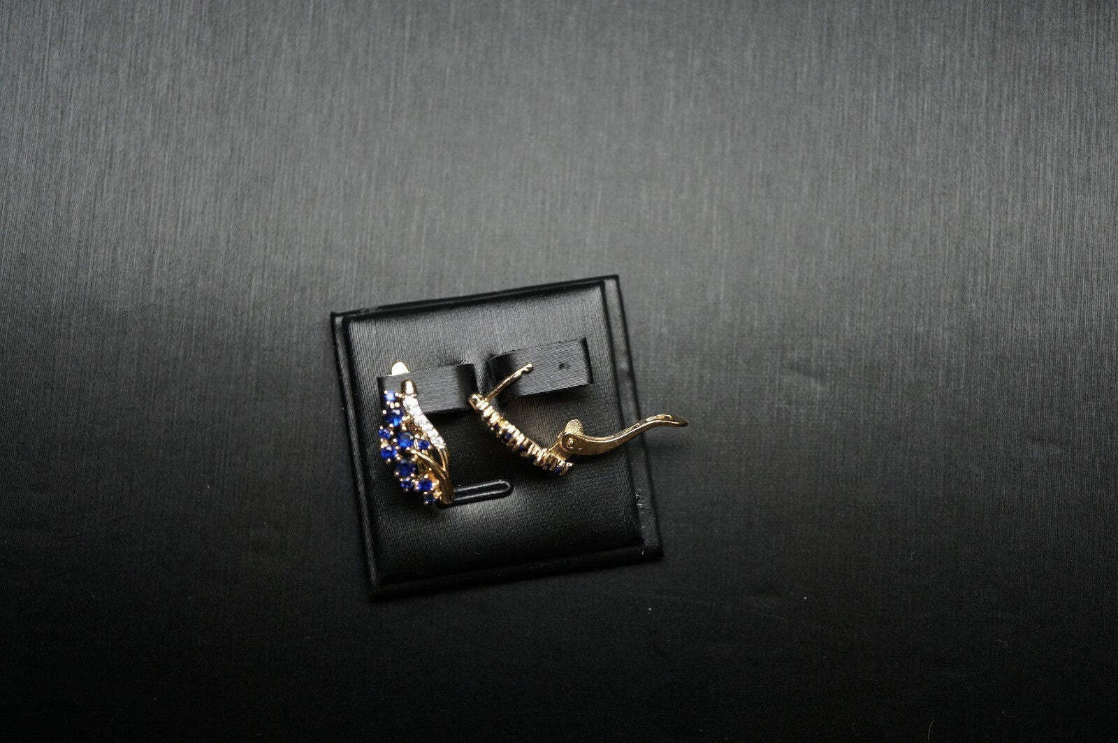 Damen Ohrringe blaue und weiße Blumen mit Zirkonia in Roségold (vergoldet)10