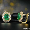 Luxus Ohrringe Creole mit BlumenDesign, oval, grüner Kristall Gold 18K vergold0