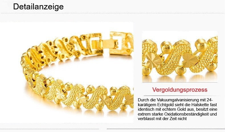 Armband Armreif Gold 24K Damen Herren robuste und farbbeständige Uhrenschließe3