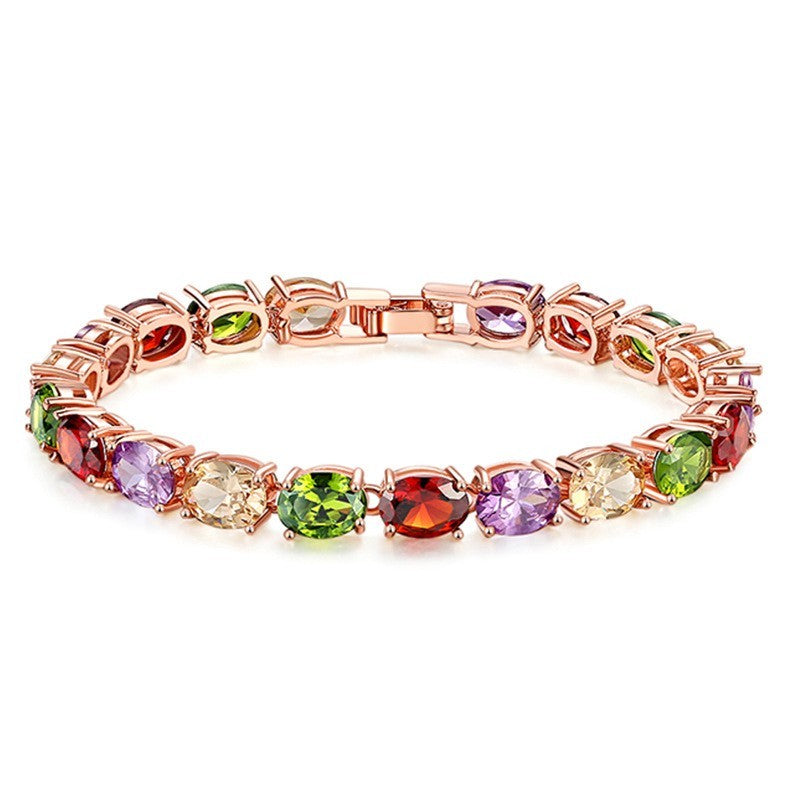 Luxus Damen Armband Rose Gold Trend Galvanisieren von echten Gold ,Farbige Zirk10
