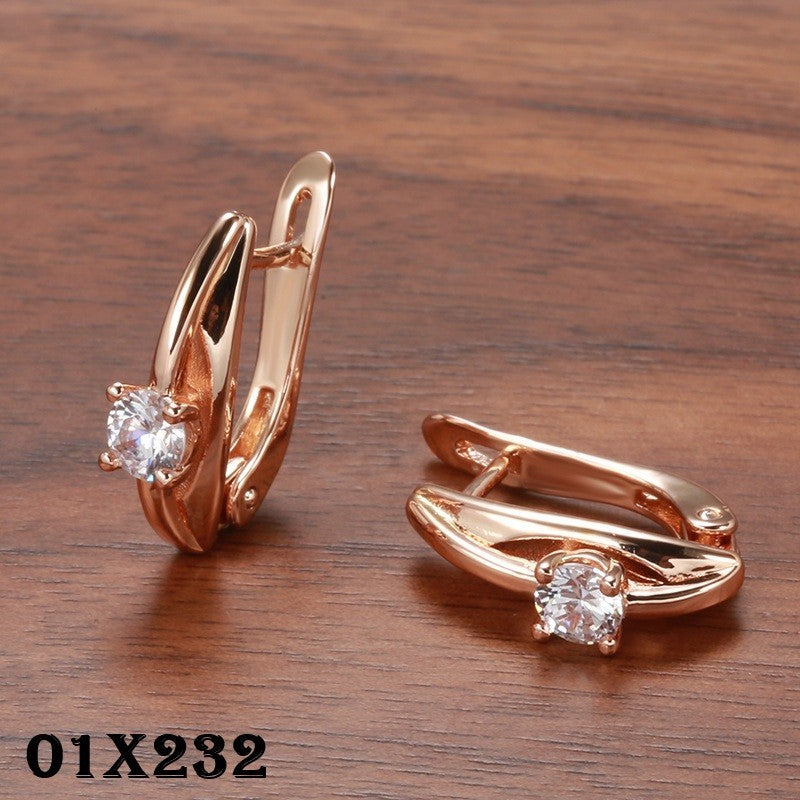Luxus Ohrringe Creolen Zirkonia Kristall Rot 585 Rolled Roségold überzogen Damen0