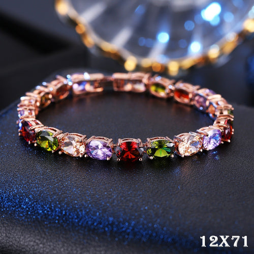 Luxus Damen Armband Rose Gold Trend Galvanisieren von echten Gold ,Farbige Zirk0