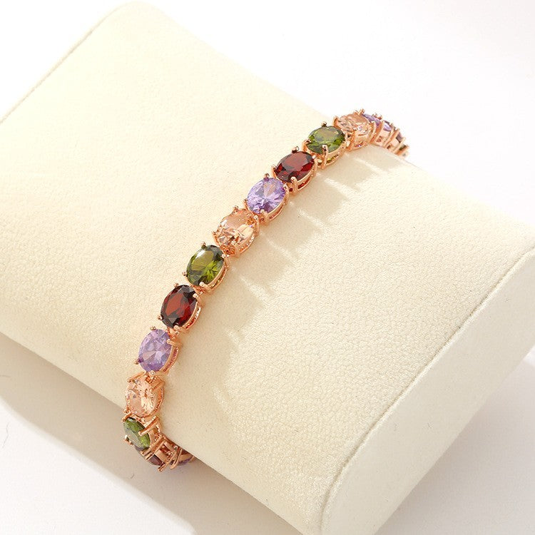 Luxus Damen Armband Rose Gold Trend Galvanisieren von echten Gold ,Farbige Zirk6