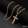 Gold Jesus Christus Kreuz Halskette Titanstahlkette,0