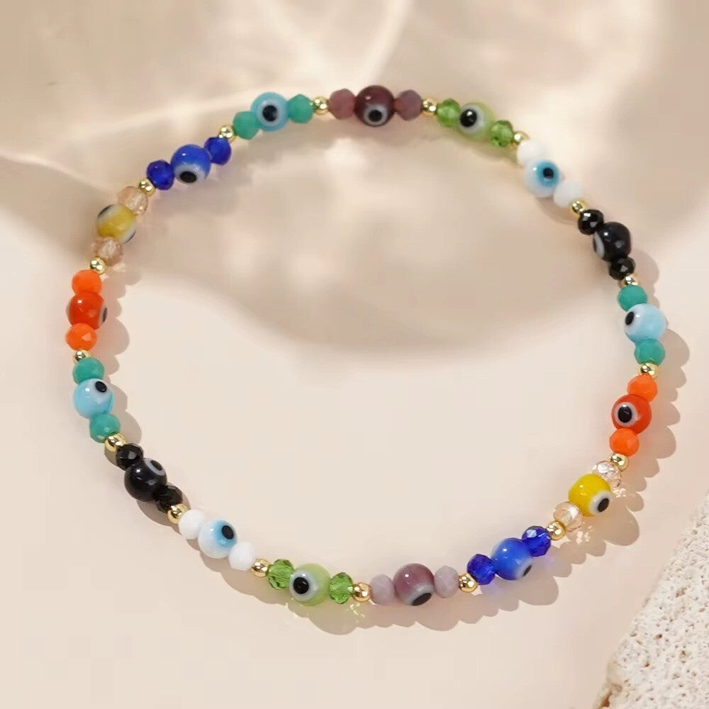 Handgefertigtes TeufelsaugeKristallFlachperlen armband für Mädchen4