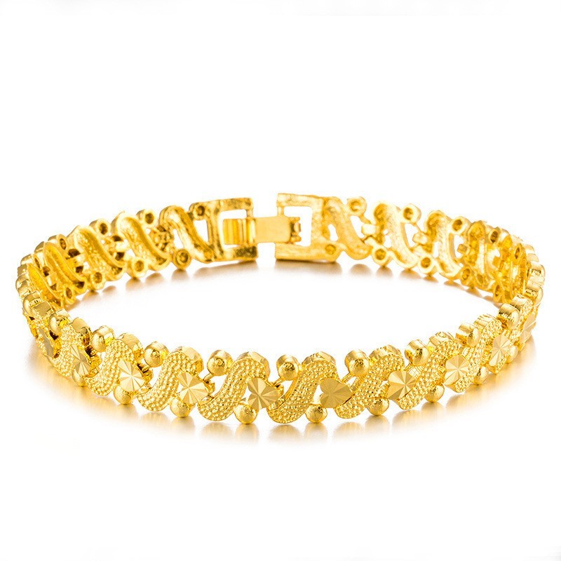 Armband Armreif Gold 24K Damen Herren robuste und farbbeständige Uhrenschließe1