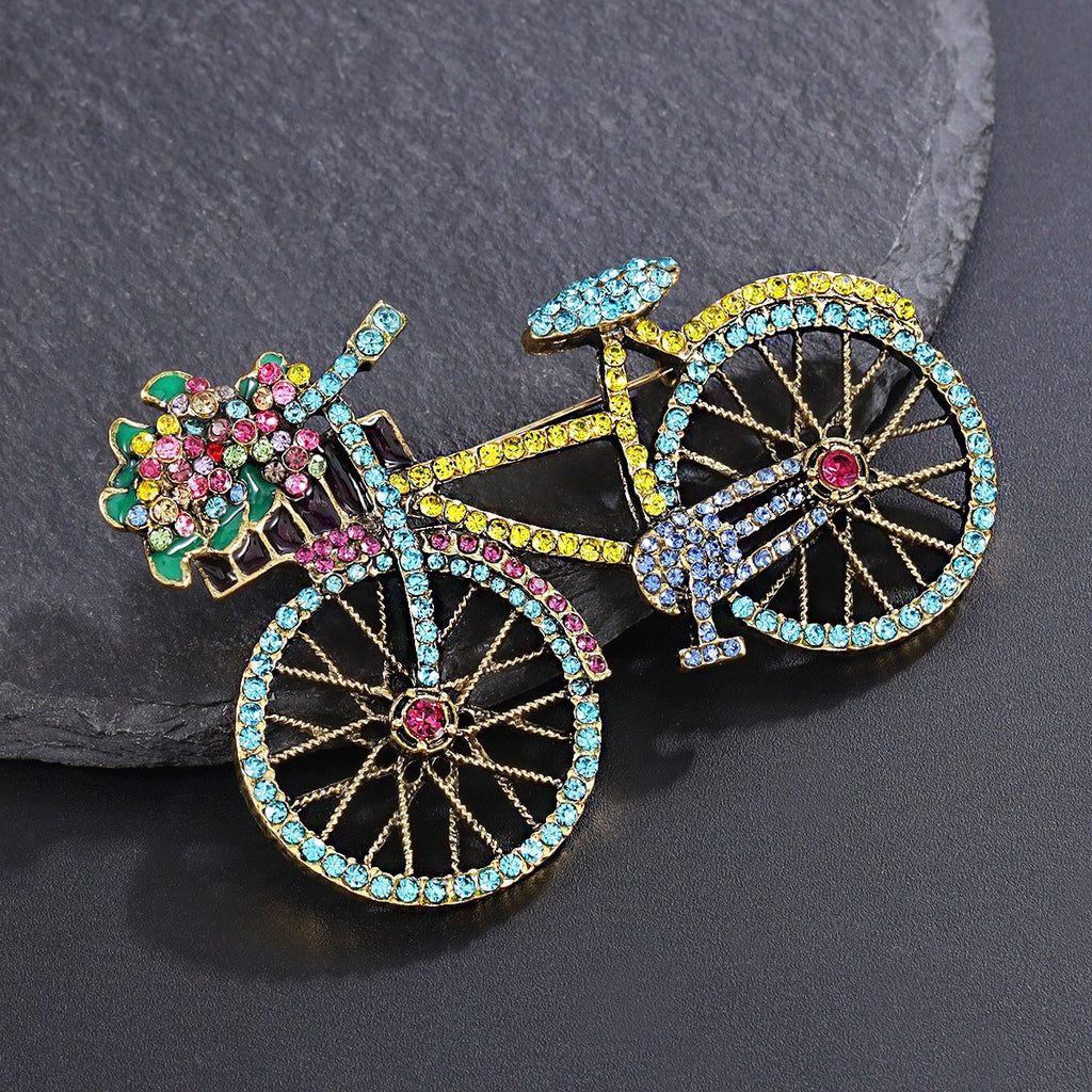 Damen Fahrrad Brosche Vintage Kristall Strass Anstecknadel Schmuck5