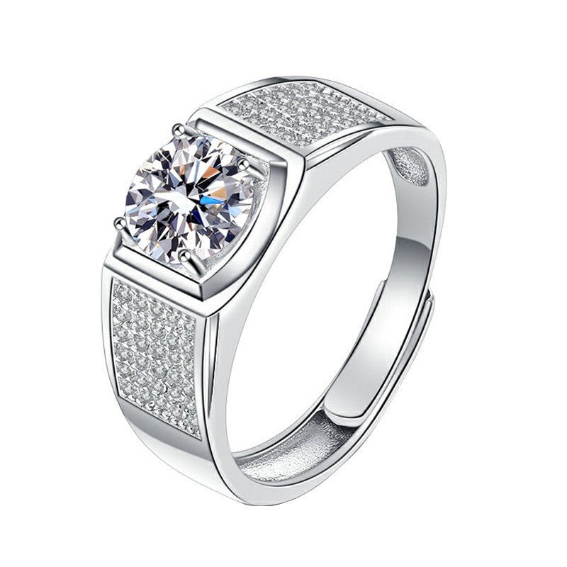 925 Sterling Silber Herren Ring mit 1 Karat Zirkonia, : Klassisch, kraftvoll1